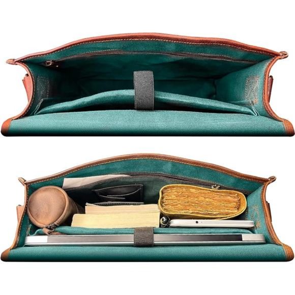 Leather Messenger Bag for Men Women - Full Grain Leather Laptop Satchel Bag - Picture 5 of 6